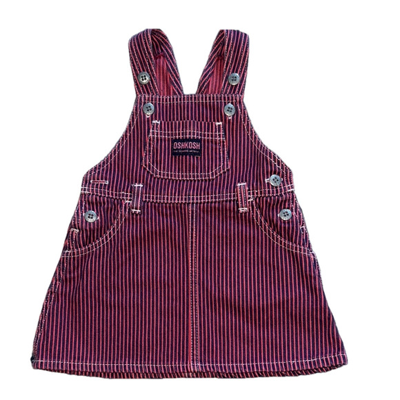 Vintage OshKosh B'gosh Pink and Blue Striped Denim dress - Picture 1 of 9